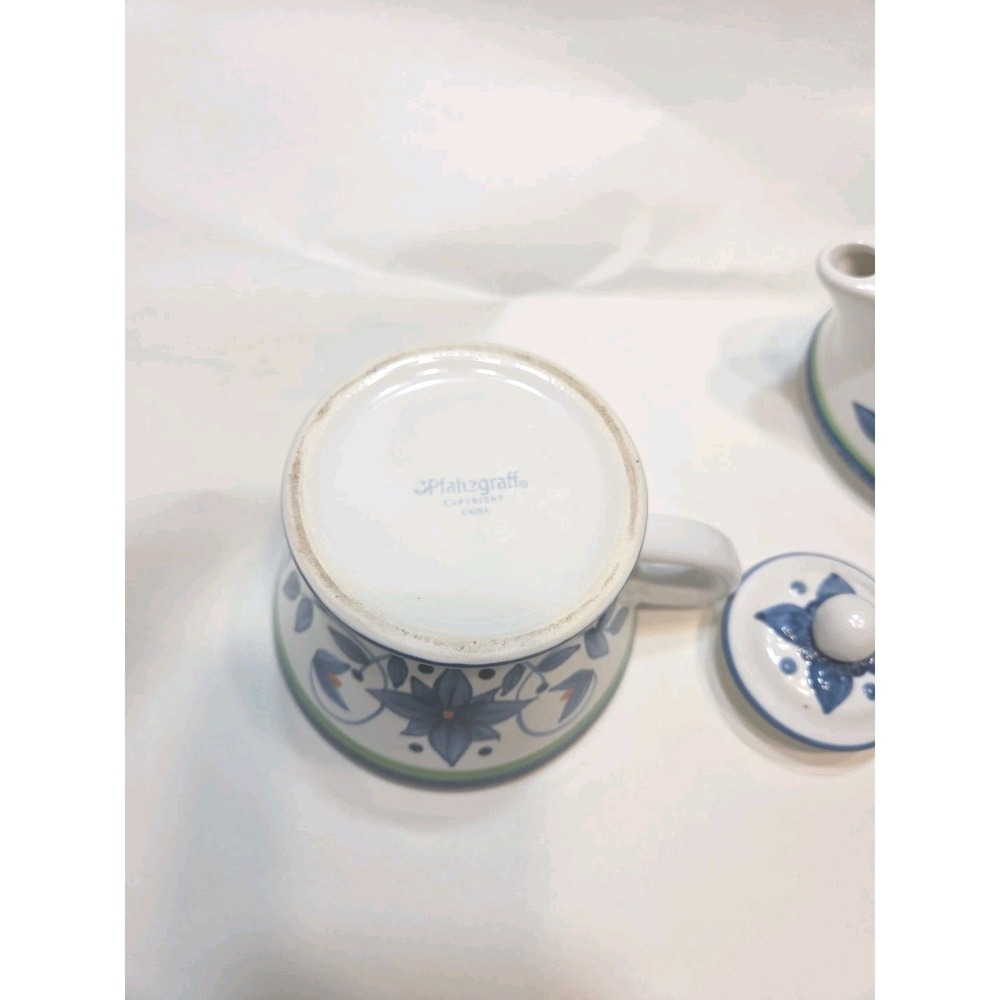 Pfaltzgraff Tea For One Porcelain Teapot with Lid and Cup Floral Blue Pattern - Picture 4 of 5